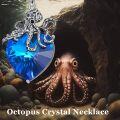 wholesale 925 Sterling Silver Heart-Shaped Blue Crystal Octopus Pendant Necklace Jewelry-0-1