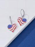 wholesale 925 Sterling Silver Red White Blue Star & Stripes Patriotic Heart Earrings for 4th of July, Memorial Day-0-1