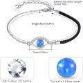 wholesale  925 Sterling Silver Opal Evil Eye Bracelet for Couples, Hypoallergenic Leather & Chain Design, Protection Jewelry Gift for Women-0-5