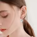 wholesale 925 Sterling Silver Heart-Shaped Emerald Tree of Life Dangle Drop Earrings Wholesale -0-1