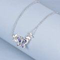 wholesale TOUPOP Butterfly Choker Necklace S925 Sterling Silver Birthstone Pendant Necklace Jewelry Gifts For Women Wife Wedding Birthday Christmas Gifts -0-1