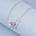 TOUPOP Sterling Silver Butterfly Choker Necklace with Birthstone Pendant-0-1