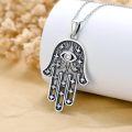 wholesale Hamsa Evil Eye Necklace Lotus Chakra Pendant 925 Sterling Silver Celtic Jewelry Gifts For Women Men 18+2 Inch -0-2