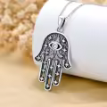 TOUPOP Sterling Silver Evil Eye Necklace Lotus Chakra Pendant Celtic Jewelry-0-2