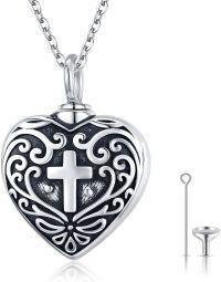 wholesale 925 Sterling Silver & Hypoallergenic Heart Cross Urn Necklace for Ashes Memorial Cremation Jewelry Sympathy Gift-Heart Cross