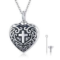 wholesale 925 Sterling Silver & Hypoallergenic Heart Cross Urn Necklace for Ashes Memorial Cremation Jewelry Sympathy Gift-Heart Cross
