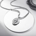 wholesale 925 Sterling Silver Virgin Mary Medal Necklace Pendant with Chain for Women and Men-0-1