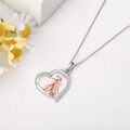 wholesale 925 Sterling Silver Heart-Shaped Cellist Pendant Necklace with CZ Stones - Christmas Gift for Her-0-2