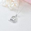 wholesale 925 Sterling Silver Dinosaur Heart Pendant Necklaces Blue Crystal Stone Gifts for Mom and Daughter-0-4