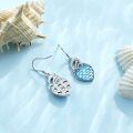 wholesale 925 Sterling Silver Fish Dangle Earrings With Iridescent Scales-0-5