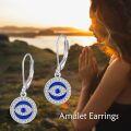 wholesale 925 Sterling Silver Blue Evil Eye Dangle Drop Leverback Earrings for Women Girls  43mm Length-0-1