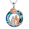 TOUPOP Sterling Silver & Stone Sister Necklace Gift for Women-0-0