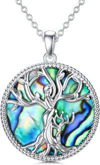wholesale Sterling Silver Family Tree of Life Necklace for Mom Daughter Son Women Birthstone-Abalone Shell-1 Children