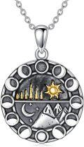 wholesale 925 Sterling Silver Natural Stone Sun Moon Mountain Clouds North Star Saturn Airplane Pendant Necklace-0-0