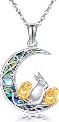 wholesale 925 Sterling Silver Moonstone Bunny Pendant Necklace - Gifts for Women/Mom/Sister-0-0