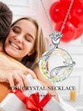wholesale 925 Sterling Silver Black Austrian Crystal Infinity Rose Pendant Necklace-0-6