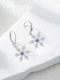 wholesale 925 Sterling Silver Snowflake Earrings For Women White/blue Cz Winter Snowflake Leverback Earrings Christmas Jewelry Gifts For Women -0-4