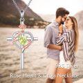 wholesale Sterling Silver Birthstones Rose Cross Heart Crucifix Pendant Necklace for Women-0-1