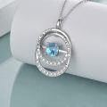 TOUPOP Sterling Silver Blue Topaz Sister Pendant Necklace-0-4