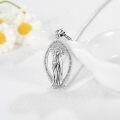 wholesale 925 Sterling Silver Virgin Mary Pendant Necklace with Pray For Us Inscription - Catholic Christian Gift for Women and Men-0-2