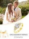 wholesale 14K Gold Plated 925 Sterling Silver Cubic Zirconia 1 25ct Round Cut Engagement Wedding Promise Rings for Women-0-4