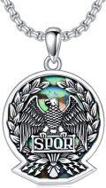 wholesale Sterling Silver SPQR Rome Eagles Pendant Necklace for Men Women-0-3