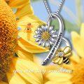 wholesale 925 Sterling Silver Daisy Bee Sunflower Necklace for Women Jewelry-0-4