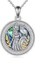 wholesale 925 Sterling Silver Athena Owl Shield Pendant Necklace for Women Greek Mythology -0-0