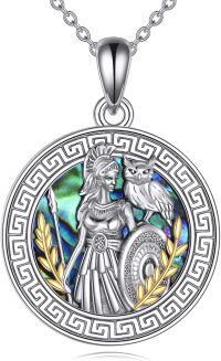 wholesale 925 Sterling Silver Athena Owl Shield Pendant Necklace for Women Greek Mythology -Athena