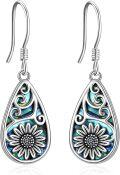 wholesale 925 Sterling Silver Teardrop Abalone Shell Daisy Flower Tree Of Life Dangle Earrings For Women-0-0