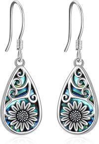 wholesale 925 Sterling Silver Teardrop Abalone Shell Daisy Flower Tree Of Life Dangle Earrings For Women-Sunflower Earrings