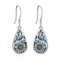 wholesale 925 Sterling Silver Teardrop Earrings With Fleur De Lis Design And Abalone Shell-0-0