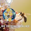 wholesale 925 Sterling Silver Blue Crystal Bee Flower Pendant Necklace-0-5