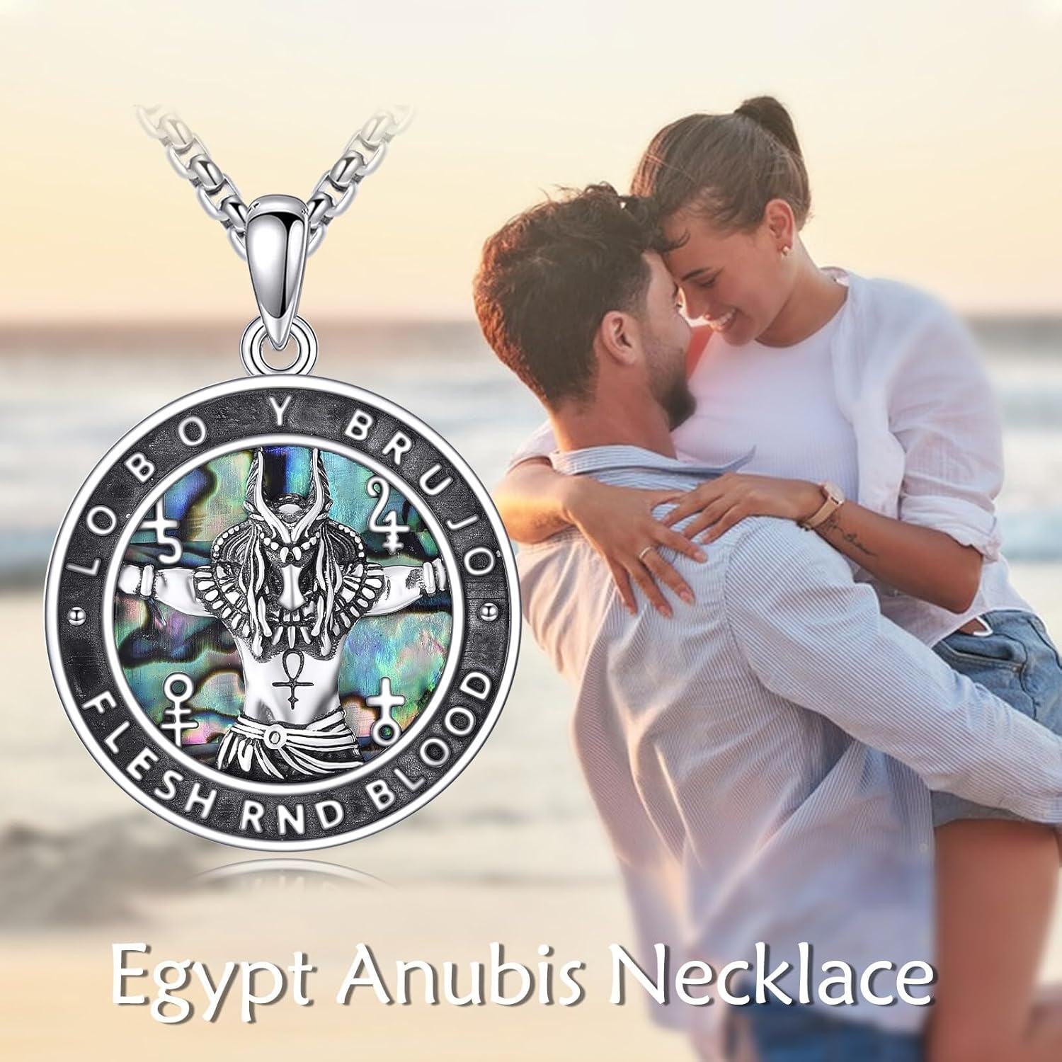 wholesale 925 Sterling Silver Ancient Egypt Anubis Scarab Pendant Necklaces for Men Women  47cm Chain Length-0-5