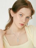 wholesale 925 Sterling Silver Origami Cross Pendant Necklace  for Women-0-2