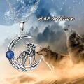 TOUPOP Sterling Silver Celtic Knot Wolf Medallion Pendant-0-1