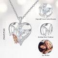 wholesale 925 Sterling Silver Mom Heart Pendant Necklace Orange Butterfly Crystal Platinum Plated-0-4