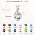 wholesale 925 Sterling Silver & AAAAA CZ Heart Pendant Necklace with 12 Birthstones - Hypoallergenic Gift for Women-0-4