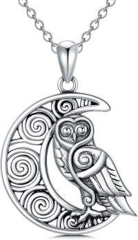 wholesale 925 Sterling Silver Moon and Owl Pendant Necklace for Women Girls-Owl Neckeck