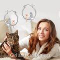 wholesale 925 Sterling Silver Cat and Girl Hoop Earrings s for Women-0-4