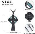 wholesale 925 Sterling Silver Turquoise Inlay Celtic Knot Cross Pendant Necklace  Norse Viking Jewelry for Men Women-0-3
