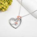wholesale 925 Sterling Silver Ballerina Heart Pendant Necklace with Rose Gold Accents and Cubic Zirconia - Christmas Gift for Her-0-2