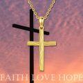 wholesale 14K Gold Cross Pendant Necklace with Chain - 19mm for Women s-0-5