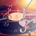 wholesale 925 Sterling Silver Pink Opal Heart Treble Clef Pendant Necklace for Women-0-4