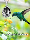 wholesale 925 Sterling Silver Hummingbird & Flower Design Black Onyx and White Topaz Gemstones Pendant Necklaces for Women s 43cm Chain Length-0-3