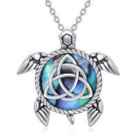 wholesale 925 Sterling Silver Abalone Shell Sea Turtle Tree of Life Compass Pendant Necklace for Women Mom Ocean Lover -05-Turtle with celtic knot