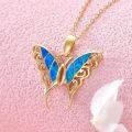 wholesale 14K Gold Blue Opal Butterfly Pendant Necklace - 18 Inches Chain Length-0-4