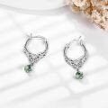 wholesale 925 Sterling Silver Green Moss Agate & Carved Butterfly Design Dangle Drop Earrings for Women Girls  4cm Long-0-3
