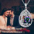 wholesale Sterling Silver Yellow Gold Plated Gemstone Tree of Life Pendant Necklace-0-136