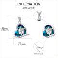wholesale 925 Sterling Silver Blue Crystal Heart Highland Cow Pendant Necklace for Women Girls-0-1